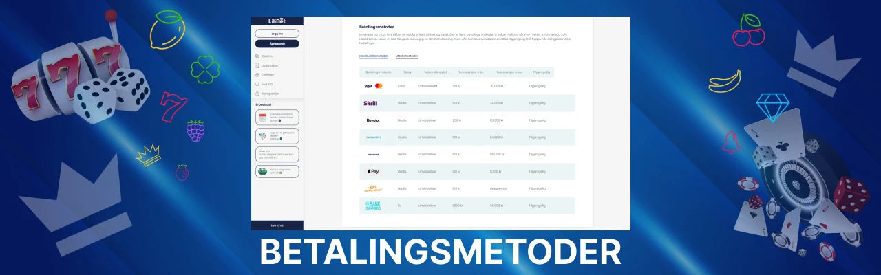 Betalingsmetoder hos lilibet